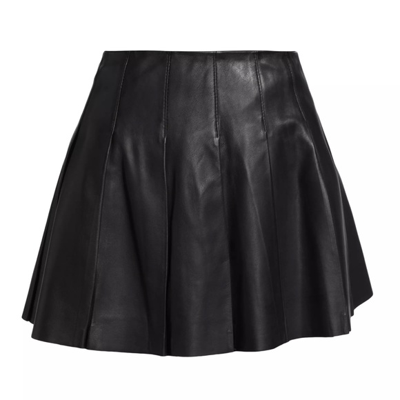 Lamarque Juliana Black Leather Pleated Miniskirt - Picture 5 of 8